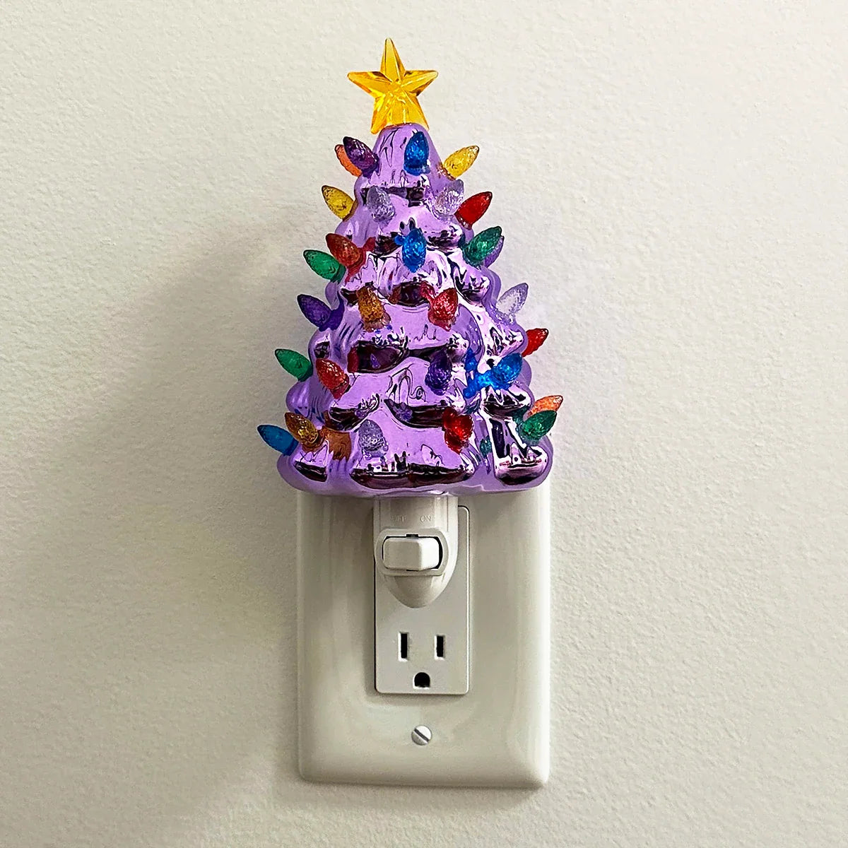 Violet Ceramic Christmas Tree Night Light