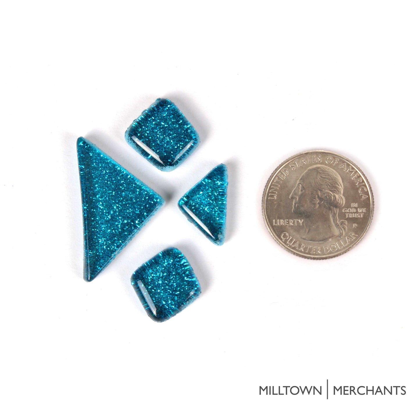 Mermaid Blue Glitter Smooth Mosaic Tile