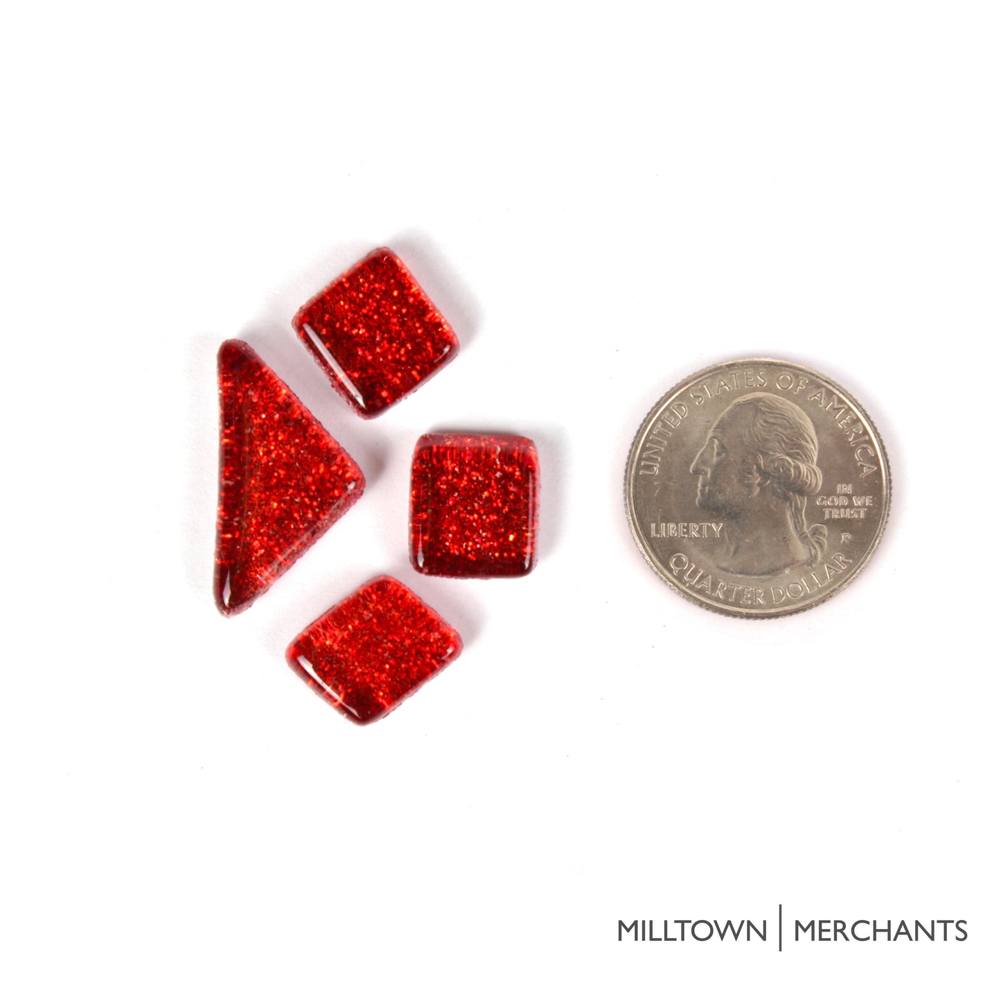 Red Glitter Smooth Mosaic Tile