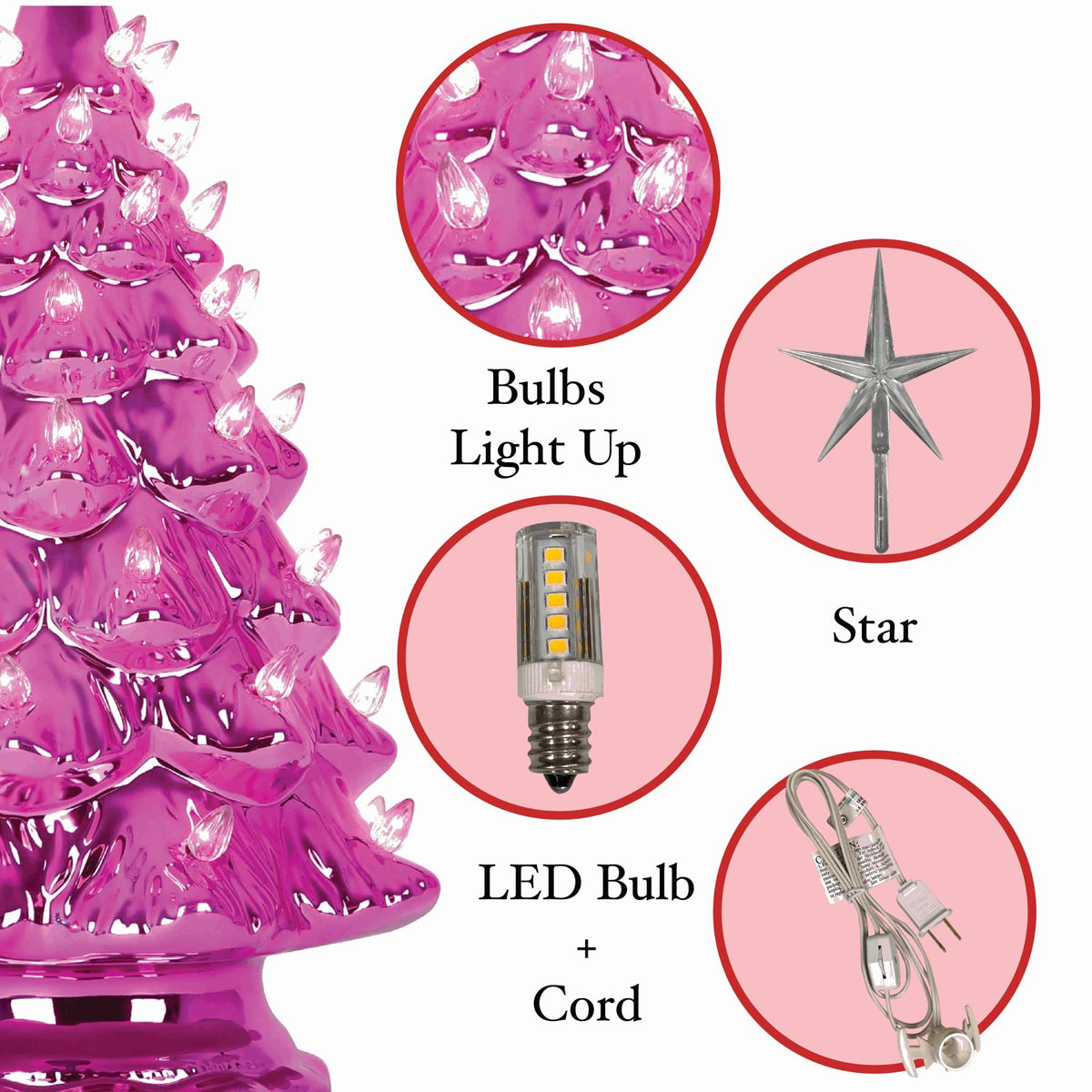 11.5" Pink Pearl Ceramic Christmas Tree