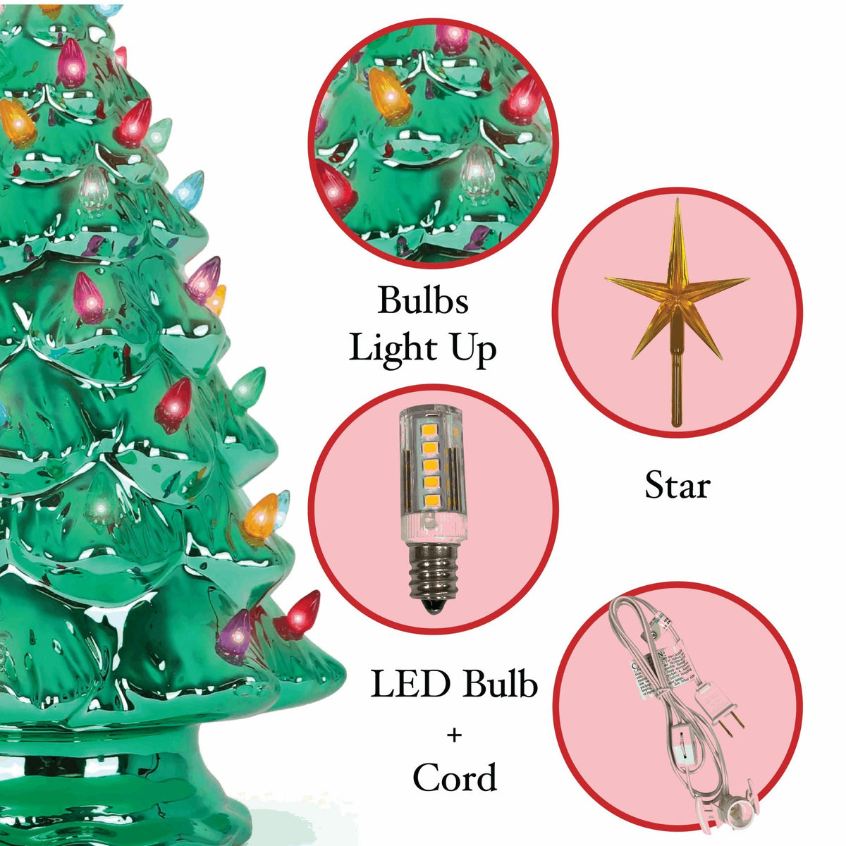 15.5" Emerald Pearl Ceramic Christmas Tree