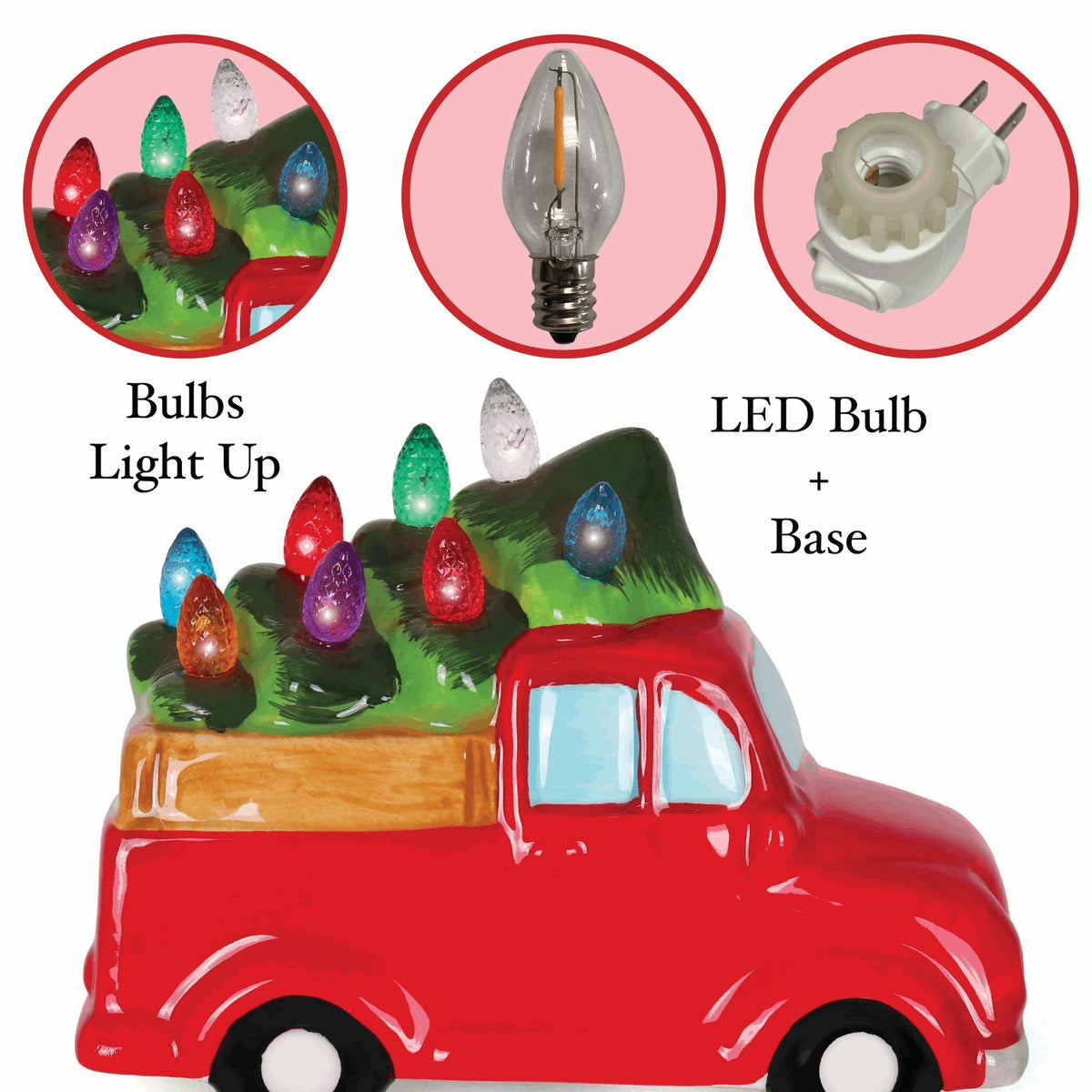 Christmas Tree Truck Ceramic Night Light