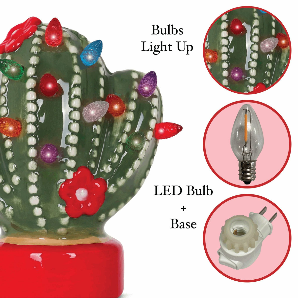 Ceramic Christmas Cactus Night Light