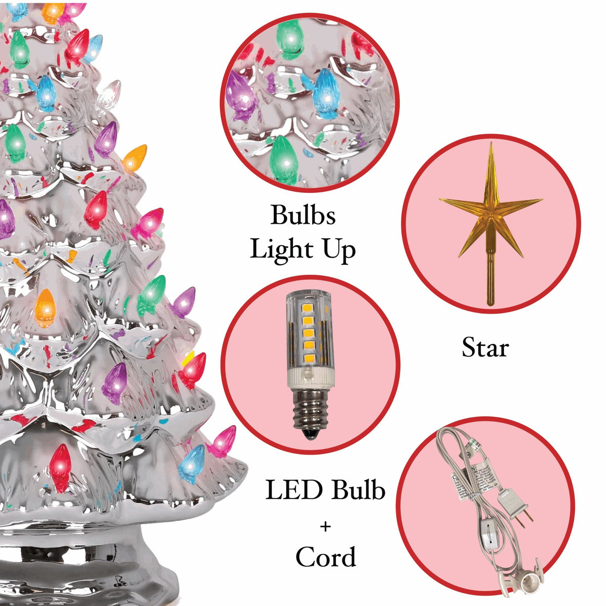 15.5" Silver Ceramic Christmas Tree