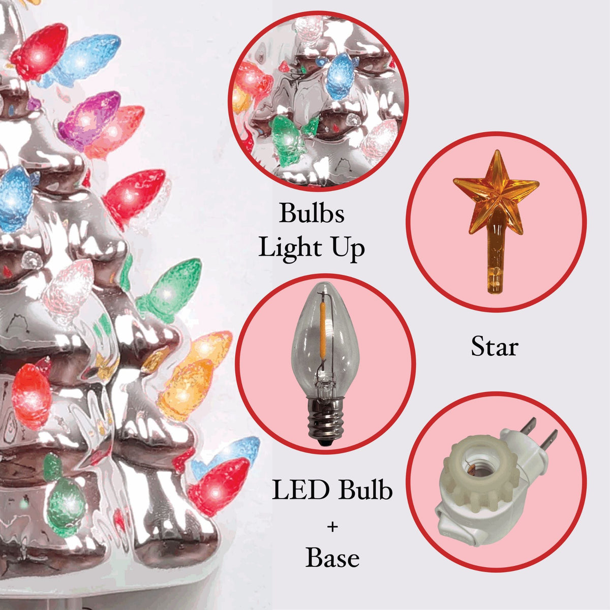 Silver Ceramic Christmas Tree Night Light