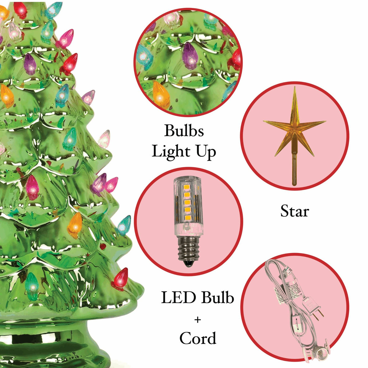 11.5" Pearl Olive Ceramic Christmas Tree