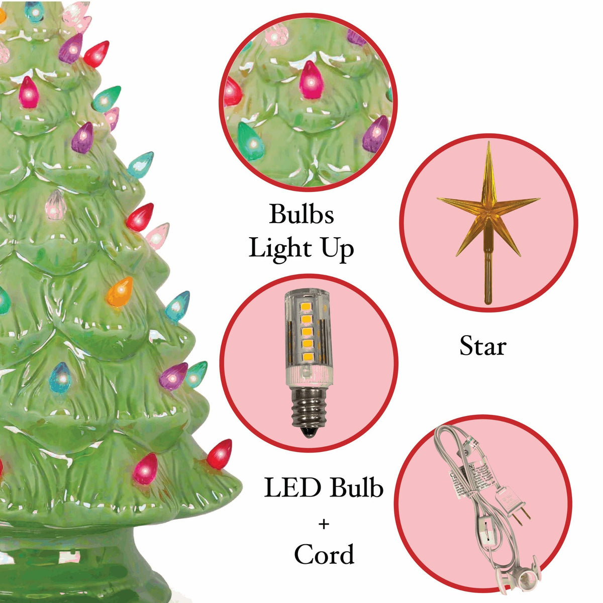 15.5" Pearl Green Ceramic Christmas Tree