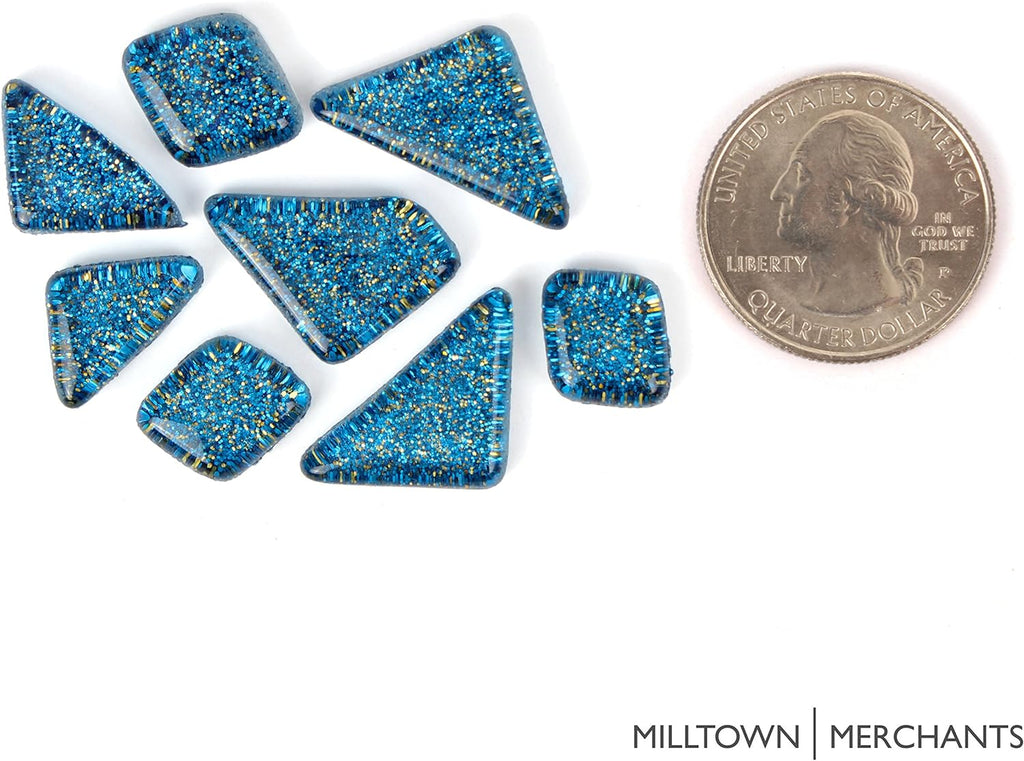 Aquamarine Glitter Smooth Mosaic Tile