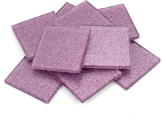 Light Purple Glitter Mosaic Tile 48 mm