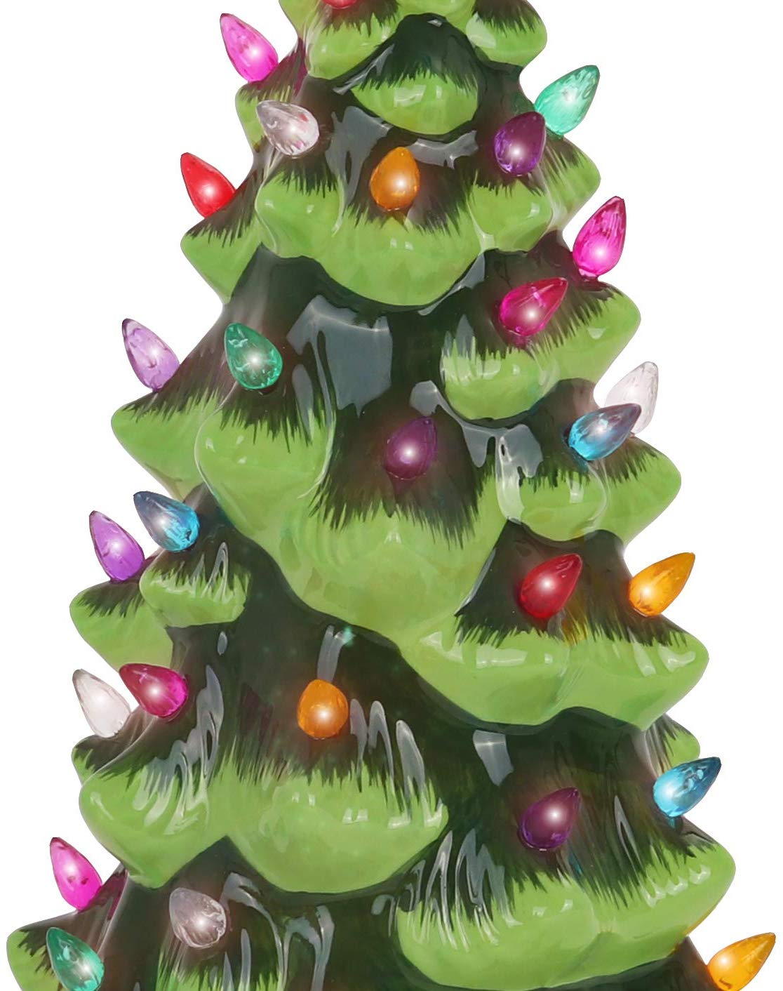 13" Green Lighted Ceramic Christmas Tree