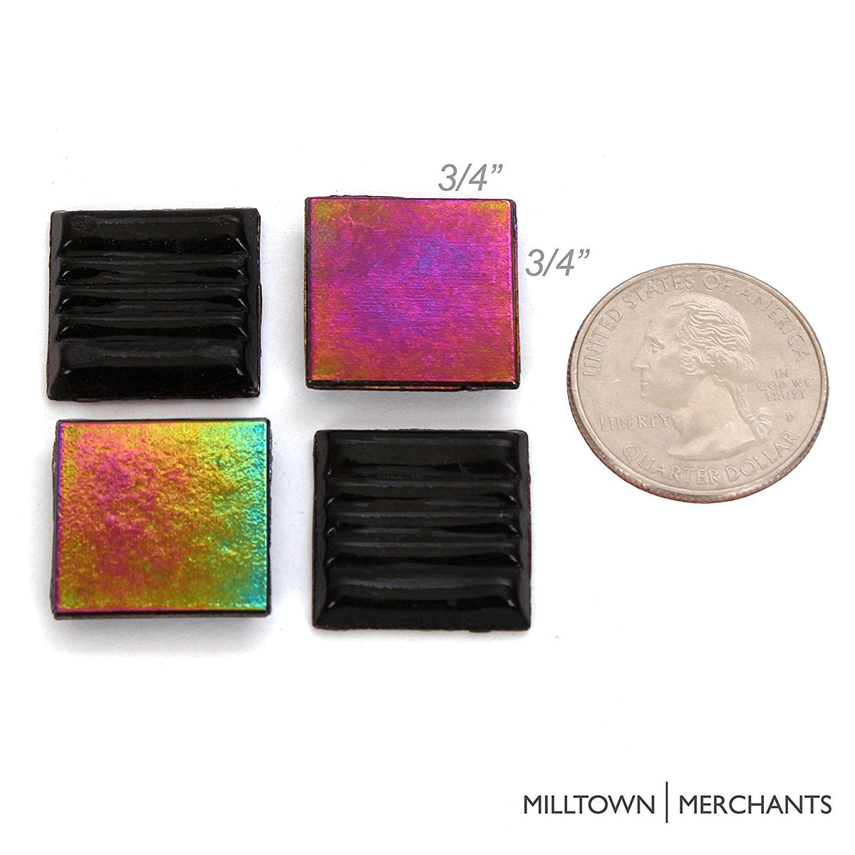Iridescent Black Mosaic Tile - 3/4 Inch