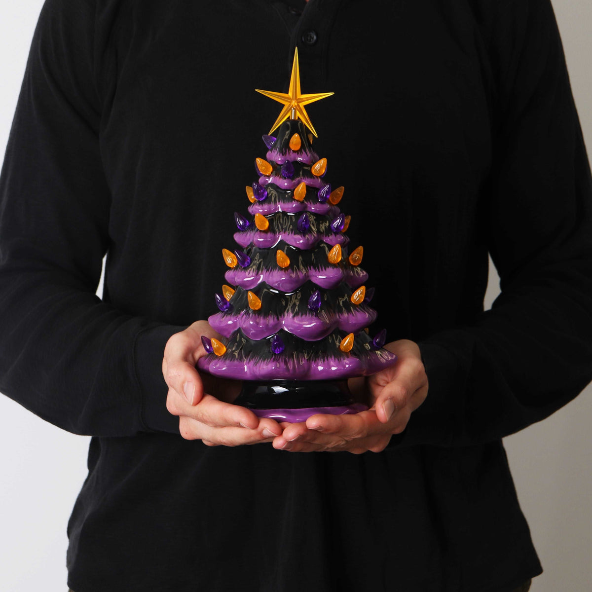 Purple Halloween Ceramic Christmas Tree