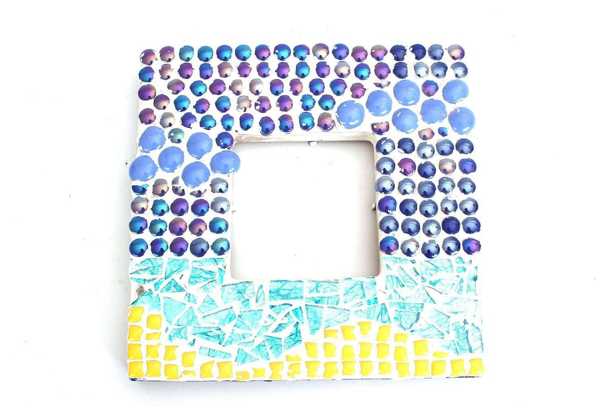 Iridescent Blue Round 12 mm Mosaic Tile