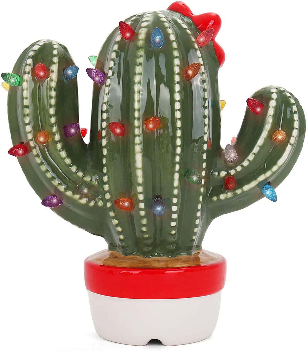 Lighted Ceramic Christmas Cactus