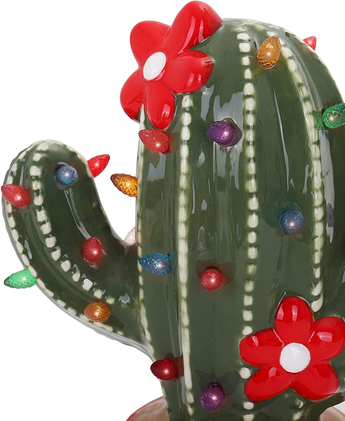 Lighted Ceramic Christmas Cactus