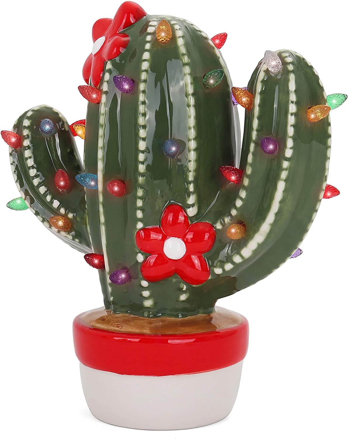 Lighted Ceramic Christmas Cactus