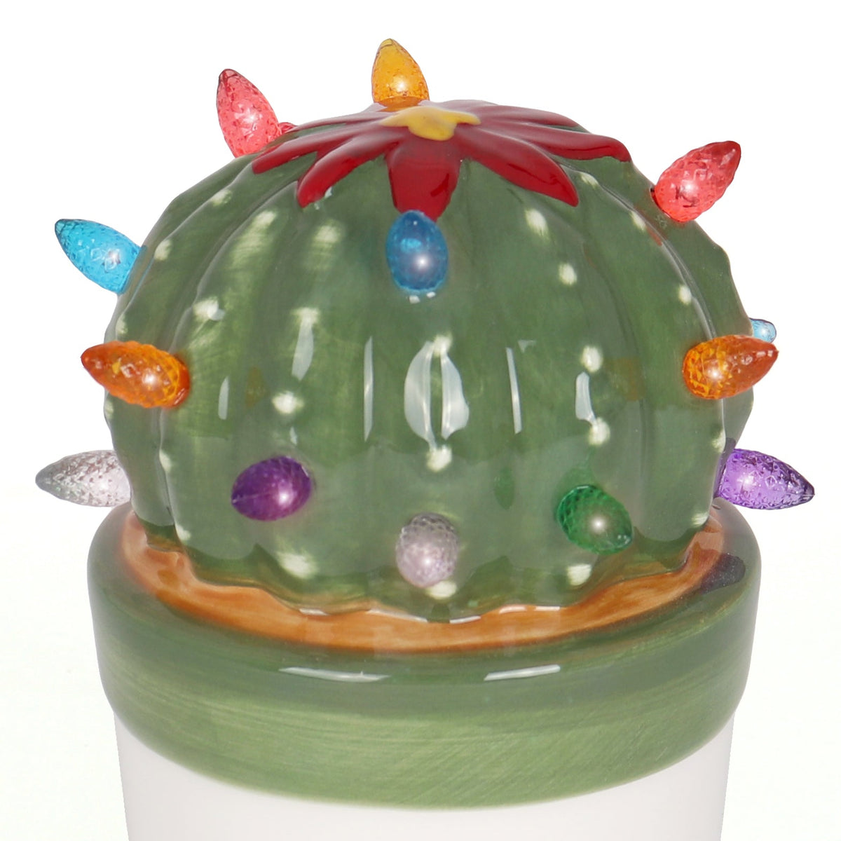 Lighted Ceramic Christmas Cactus Ball