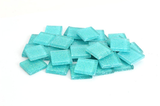 Ice Aqua Blue Glitter Tile 20 mm