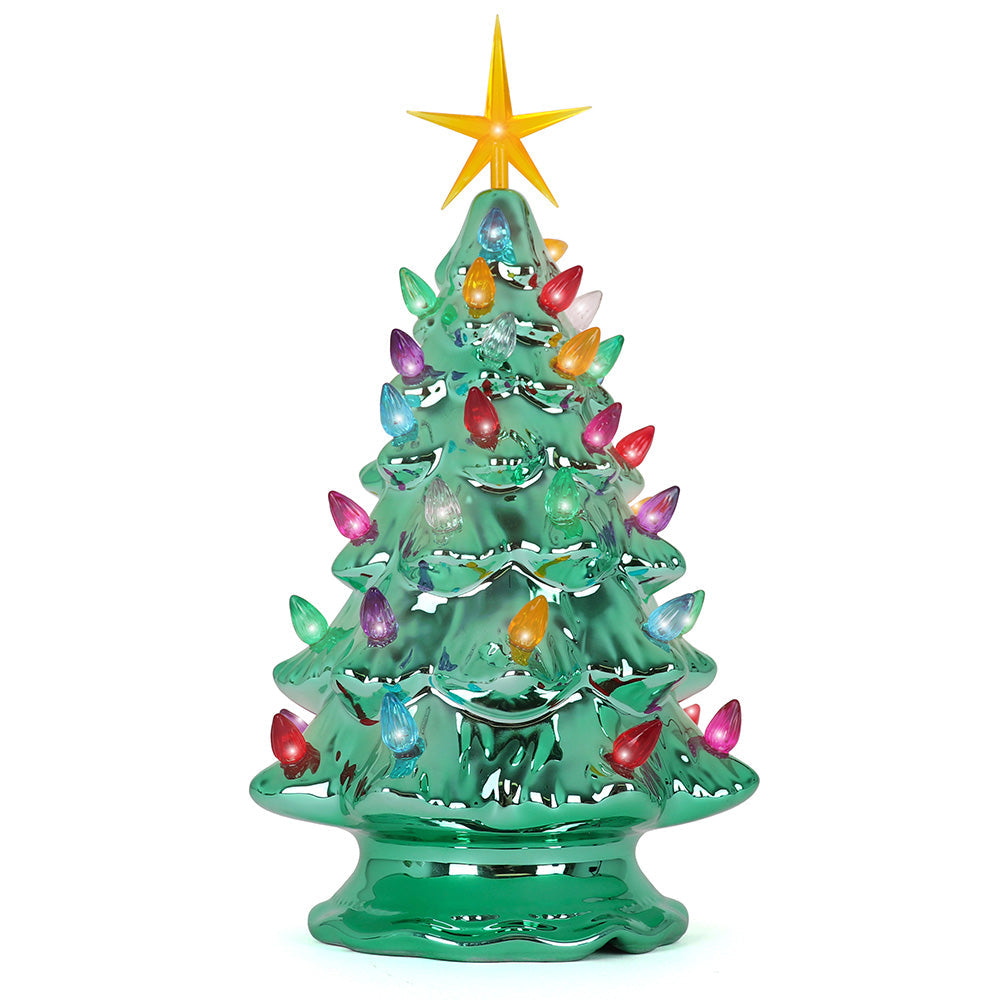 11.5" Emerald Pearl Ceramic Christmas Tree