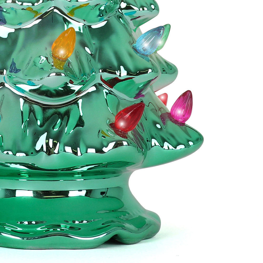 11.5" Emerald Pearl Ceramic Christmas Tree