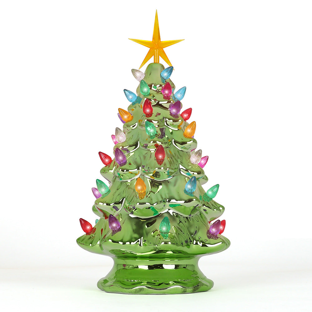 11.5" Pearl Olive Ceramic Christmas Tree
