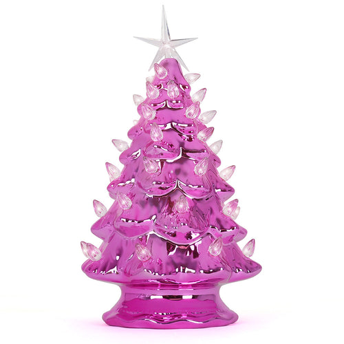 11.5" Pink Pearl Ceramic Christmas Tree