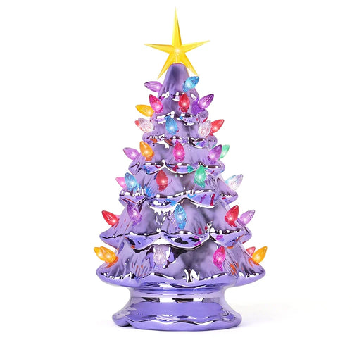 11.5" Pearl Violet Ceramic Christmas Tree