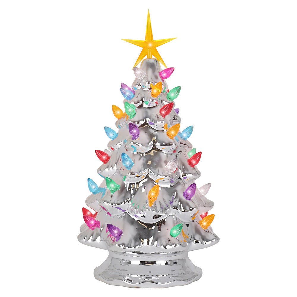 11.5" Silver Ceramic Christmas Tree