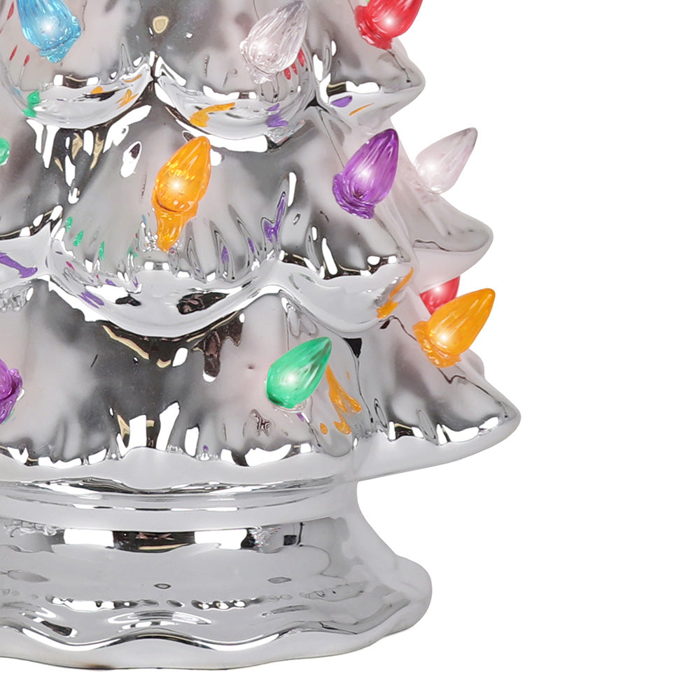 11.5" Silver Ceramic Christmas Tree
