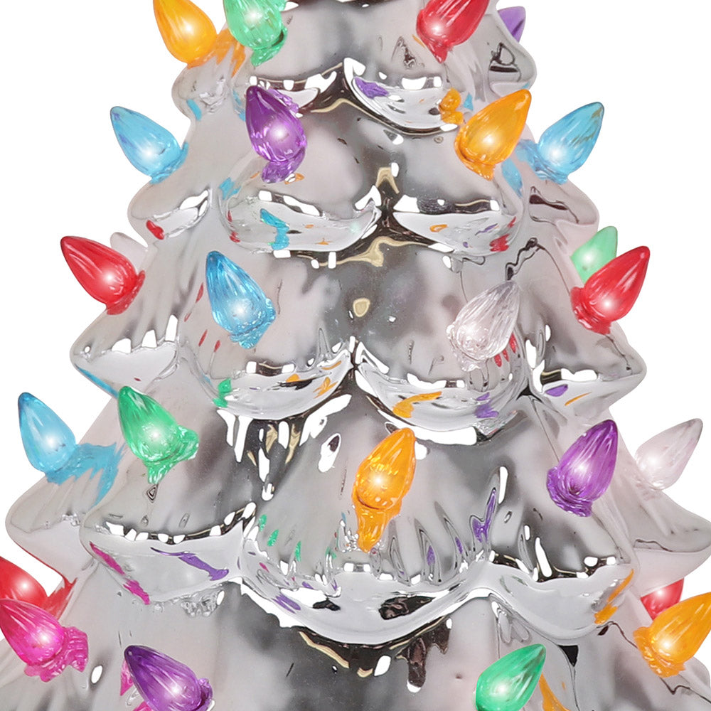 11.5" Silver Ceramic Christmas Tree