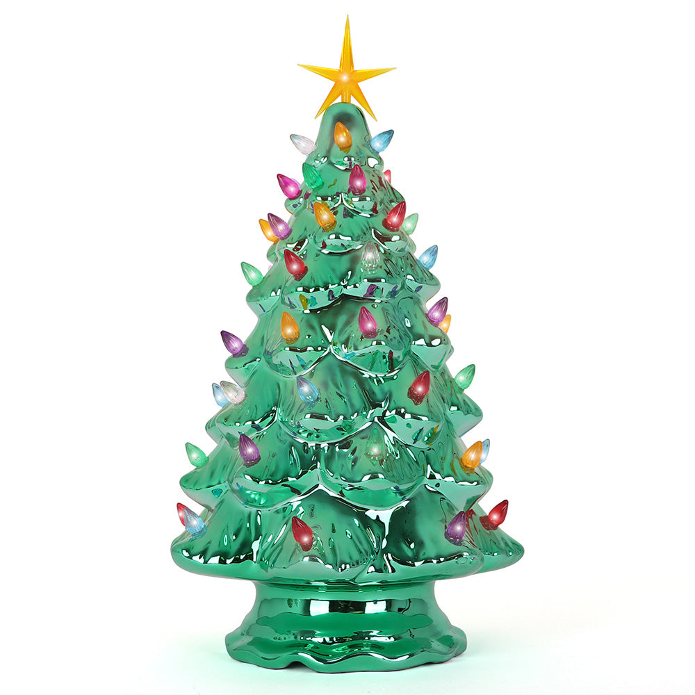 15.5" Emerald Pearl Ceramic Christmas Tree