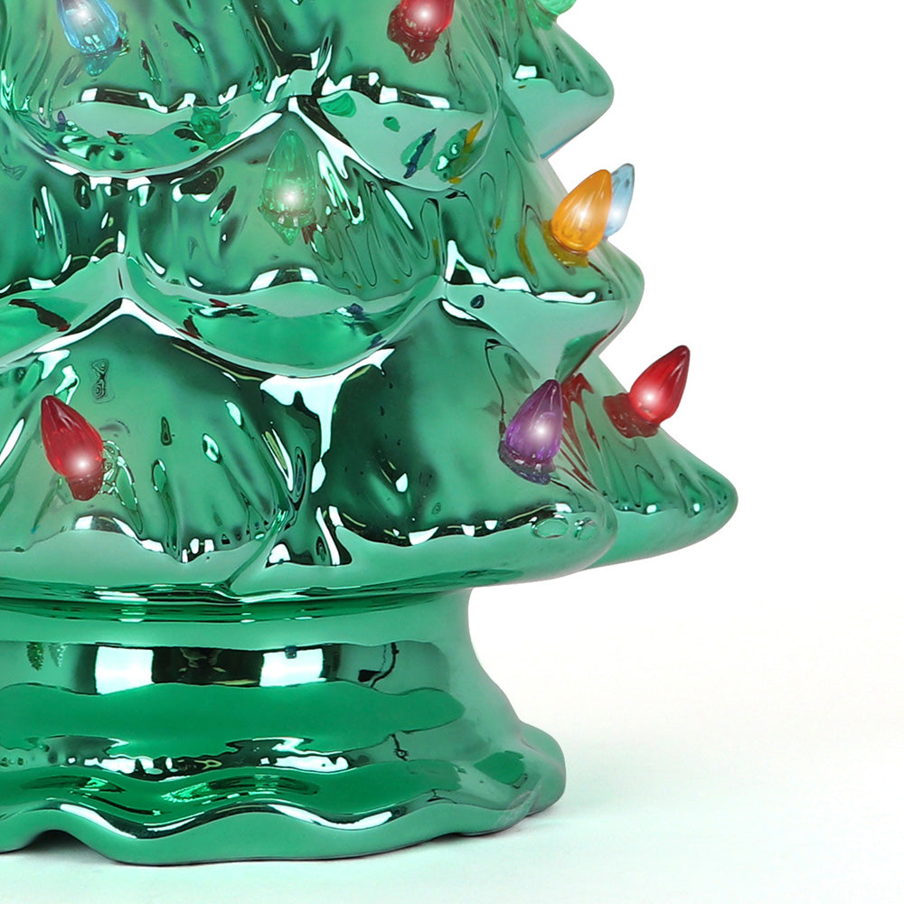 15.5" Emerald Pearl Ceramic Christmas Tree