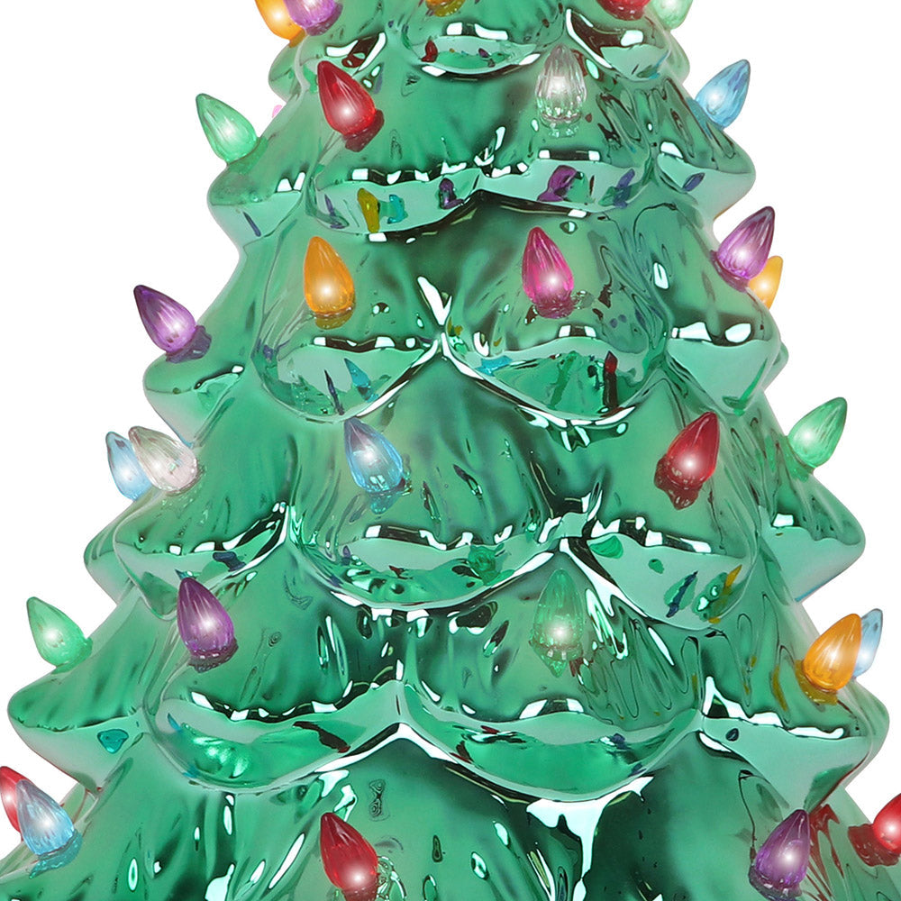 15.5" Emerald Pearl Ceramic Christmas Tree