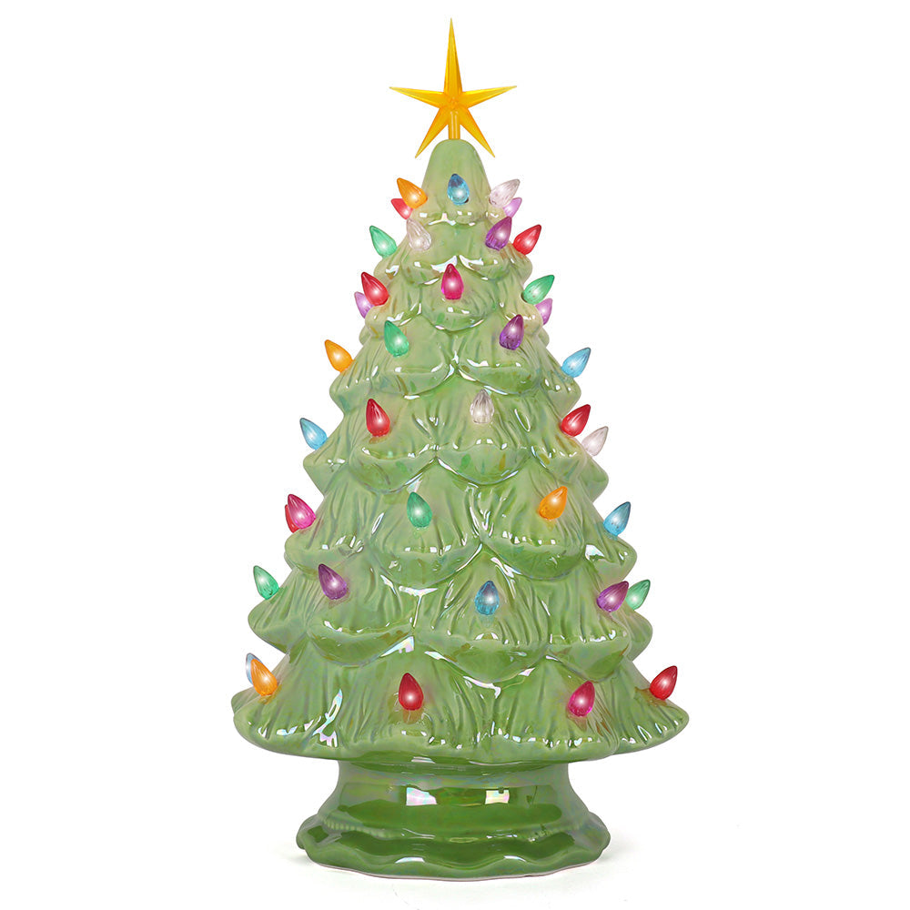 15.5" Pearl Green Ceramic Christmas Tree