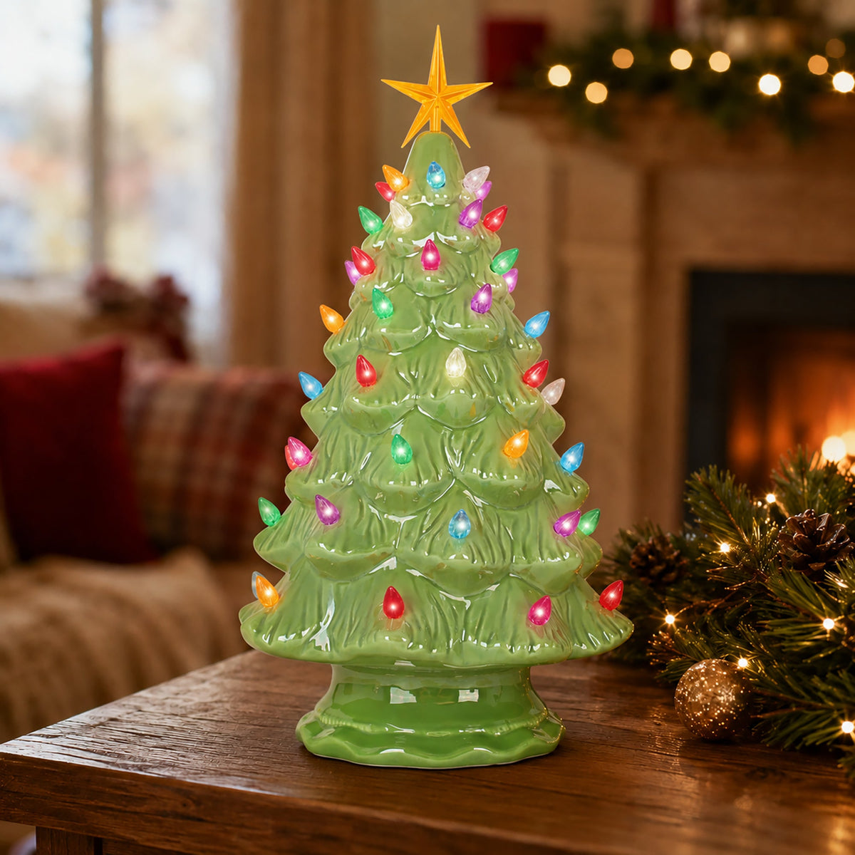 15.5" Pearl Green Ceramic Christmas Tree