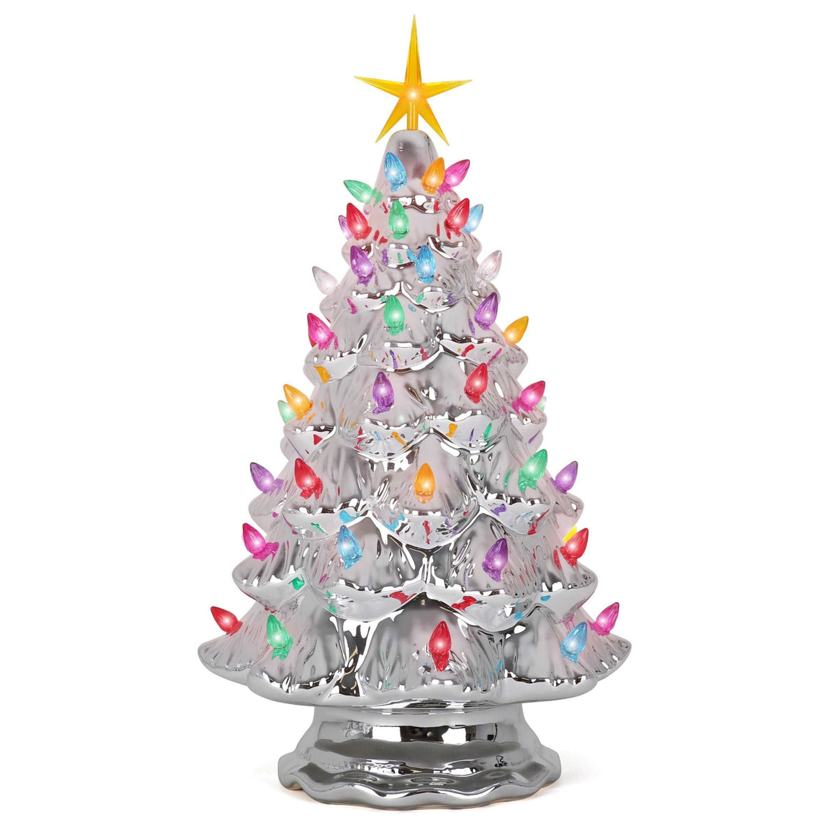 Silver Ceramic Christmas Tree - Large