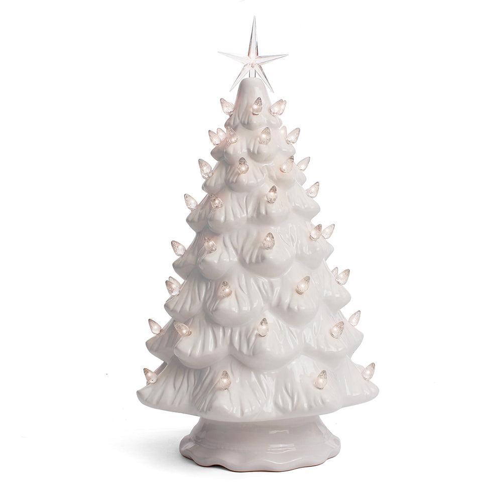 15.5" White Ceramic Christmas Tree