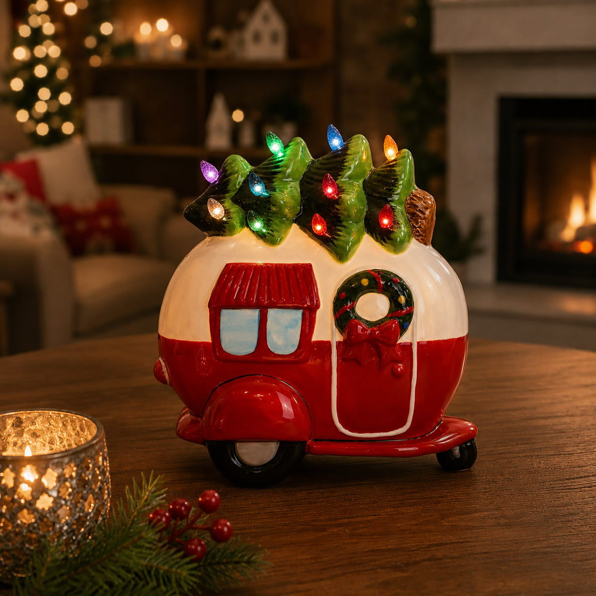 Lighted Ceramic Christmas Camper