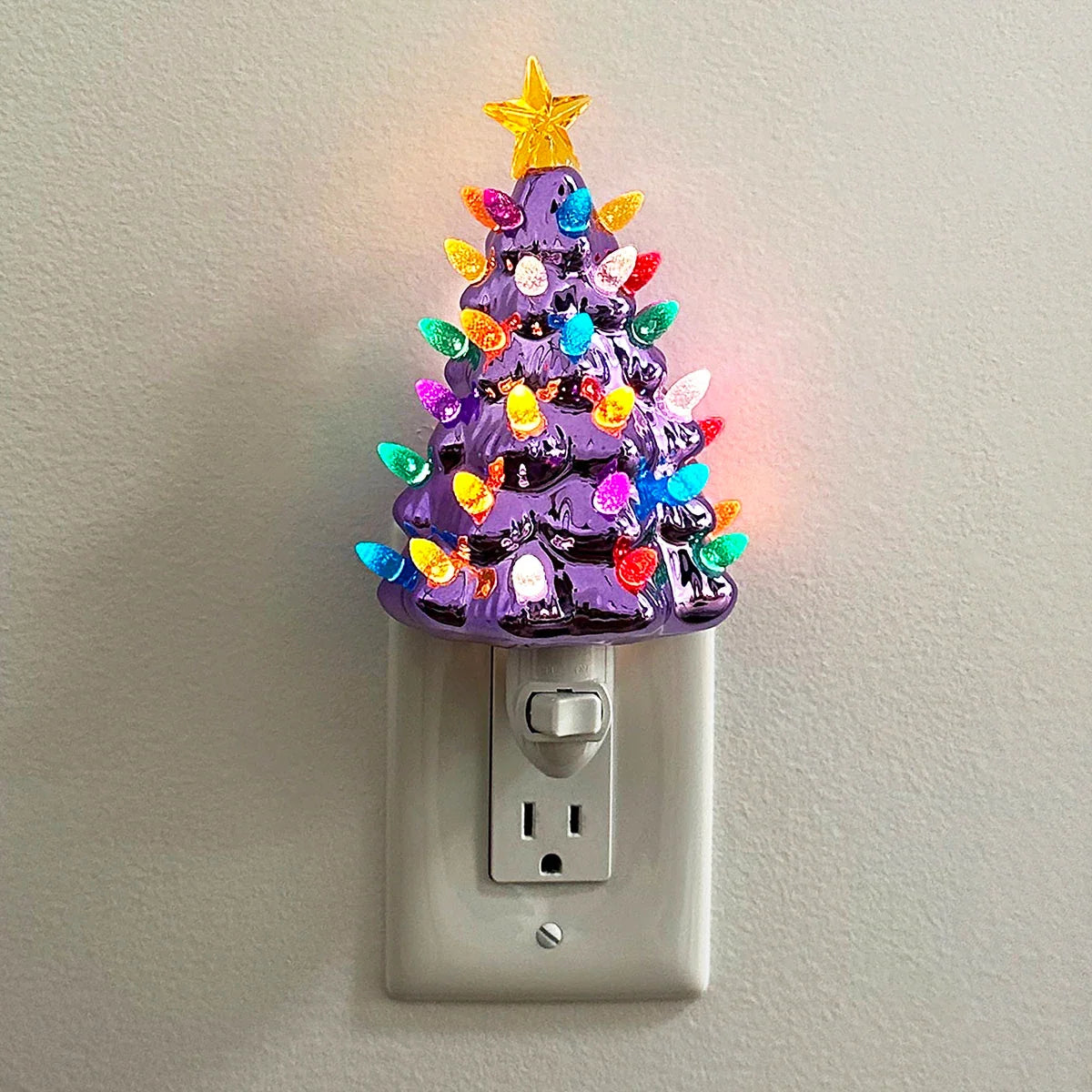 Violet Ceramic Christmas Tree Night Light