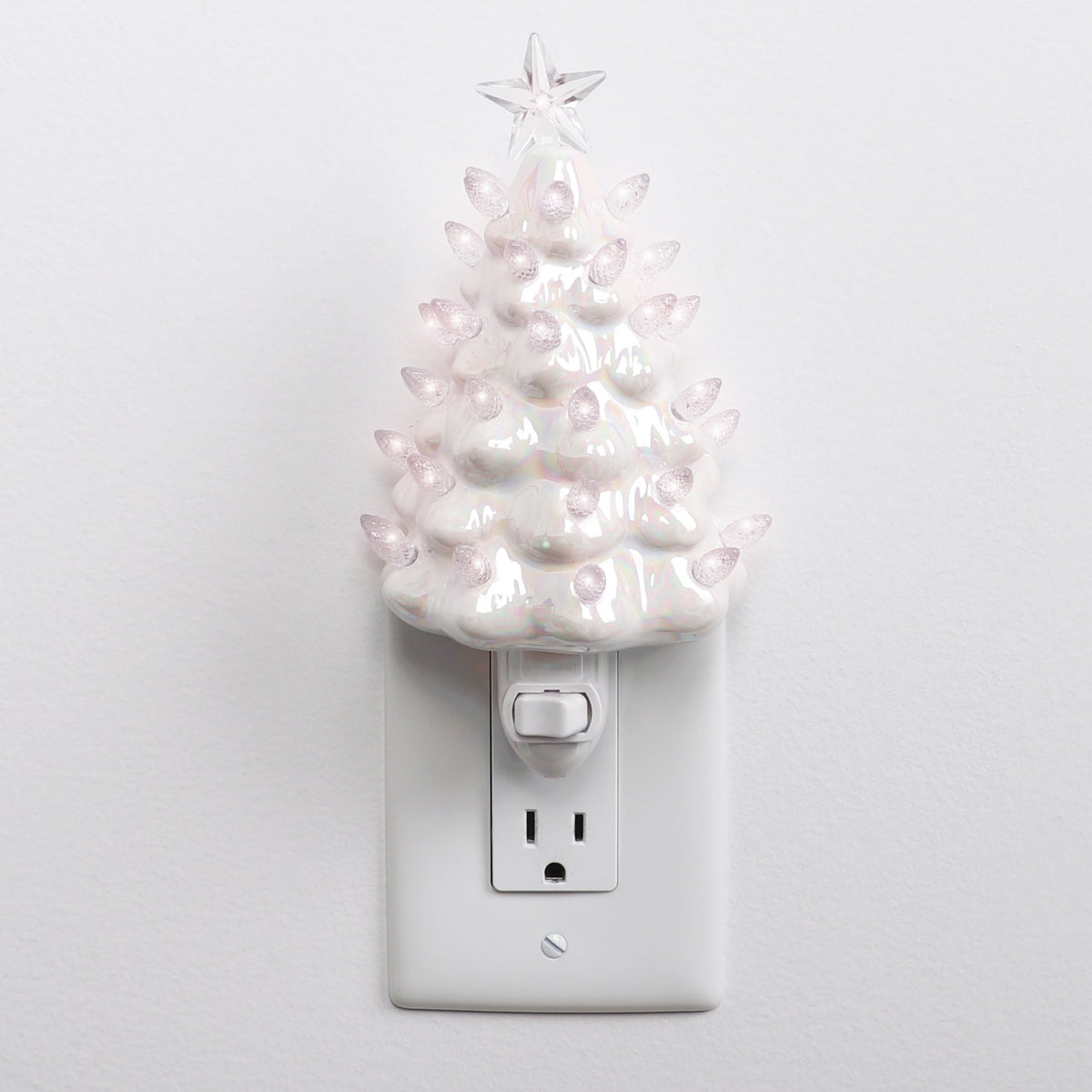 Pearl White Ceramic Christmas Tree Night Light