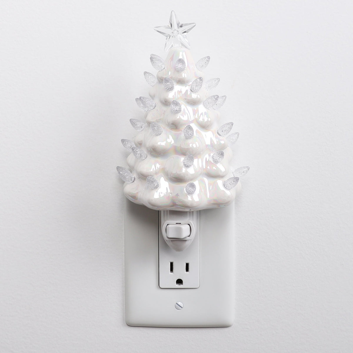 Pearl White Ceramic Christmas Tree Night Light