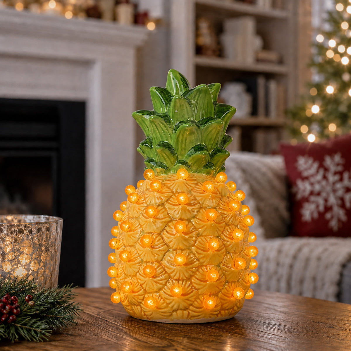 Lighted Ceramic Pineapple Lamp