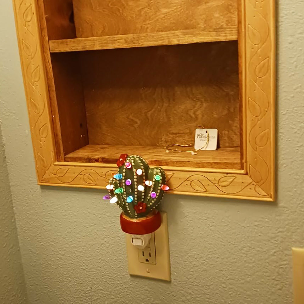 Ceramic Christmas Cactus Night Light