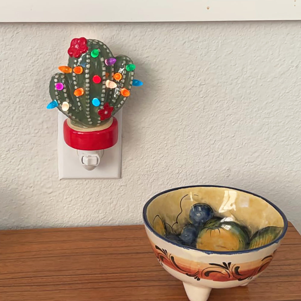 Ceramic Christmas Cactus Night Light