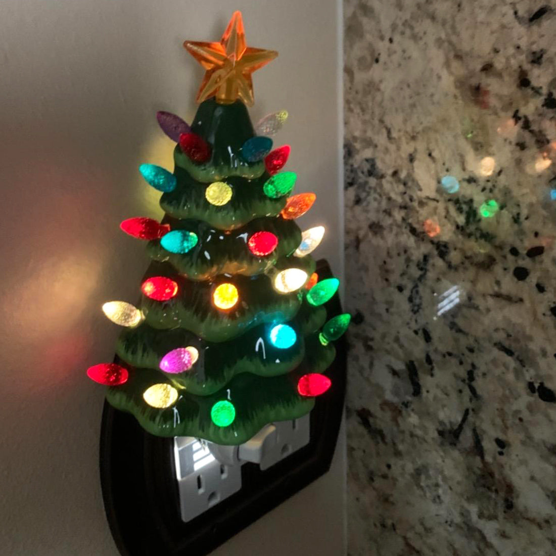 Green Ceramic Christmas Tree Night Light