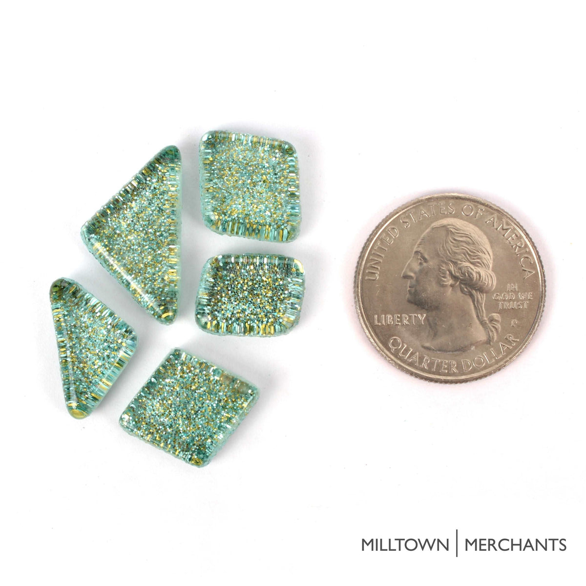 Mermaid Green Glitter Smooth Mosaic Tile