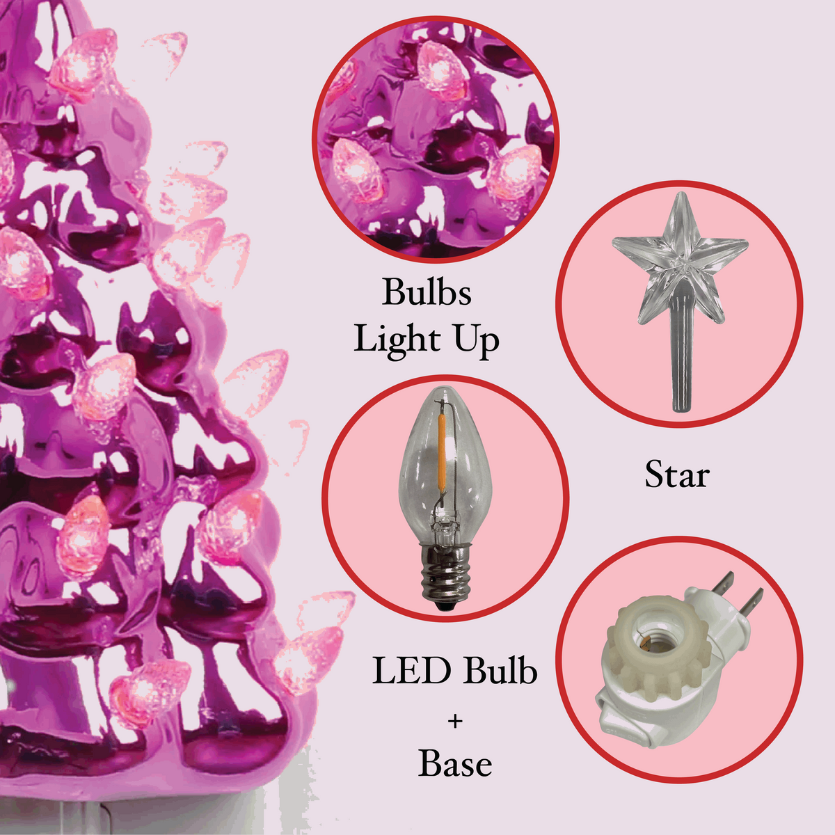 Christmas Tree Night Light - Pink