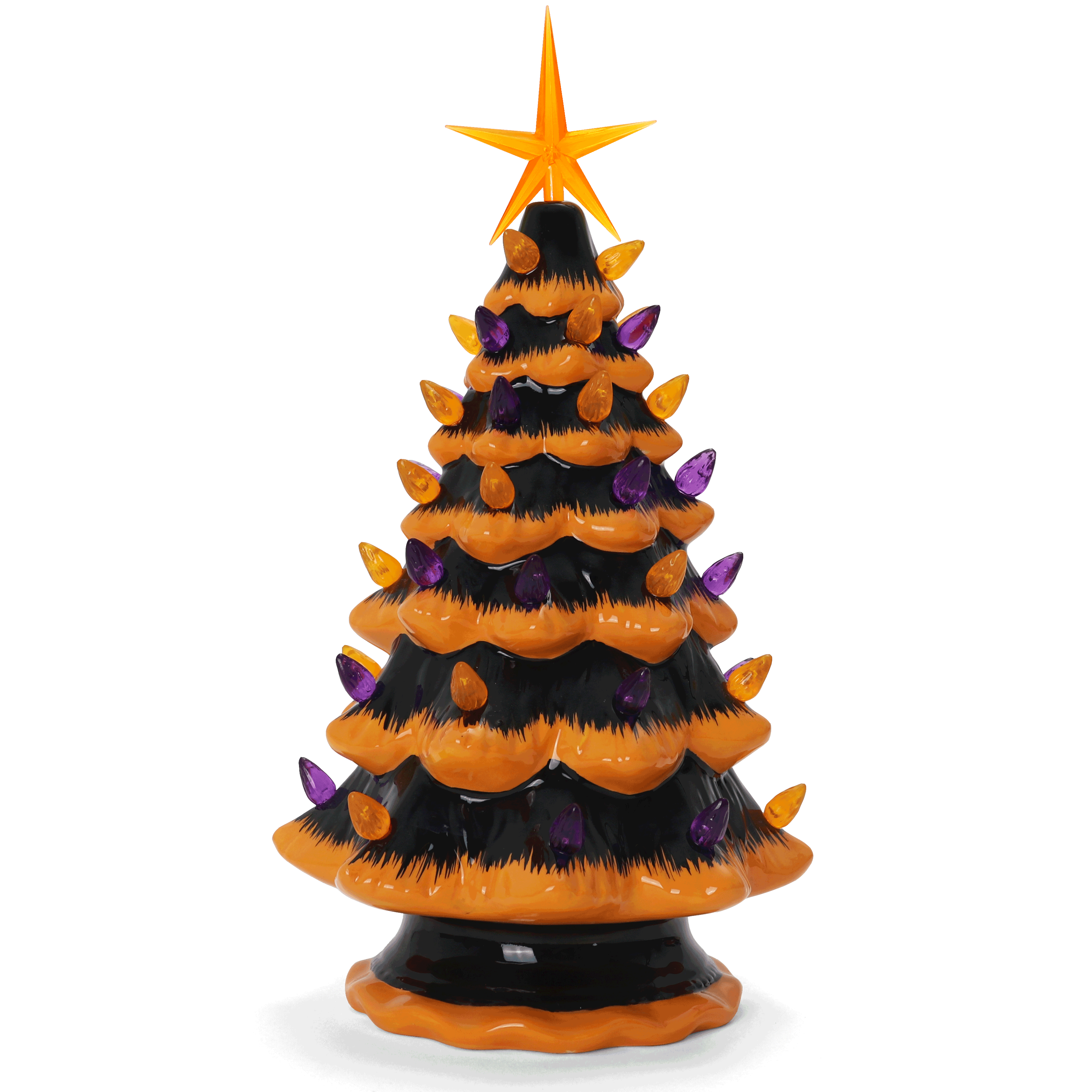 11.5" Orange Halloween Ceramic Tree
